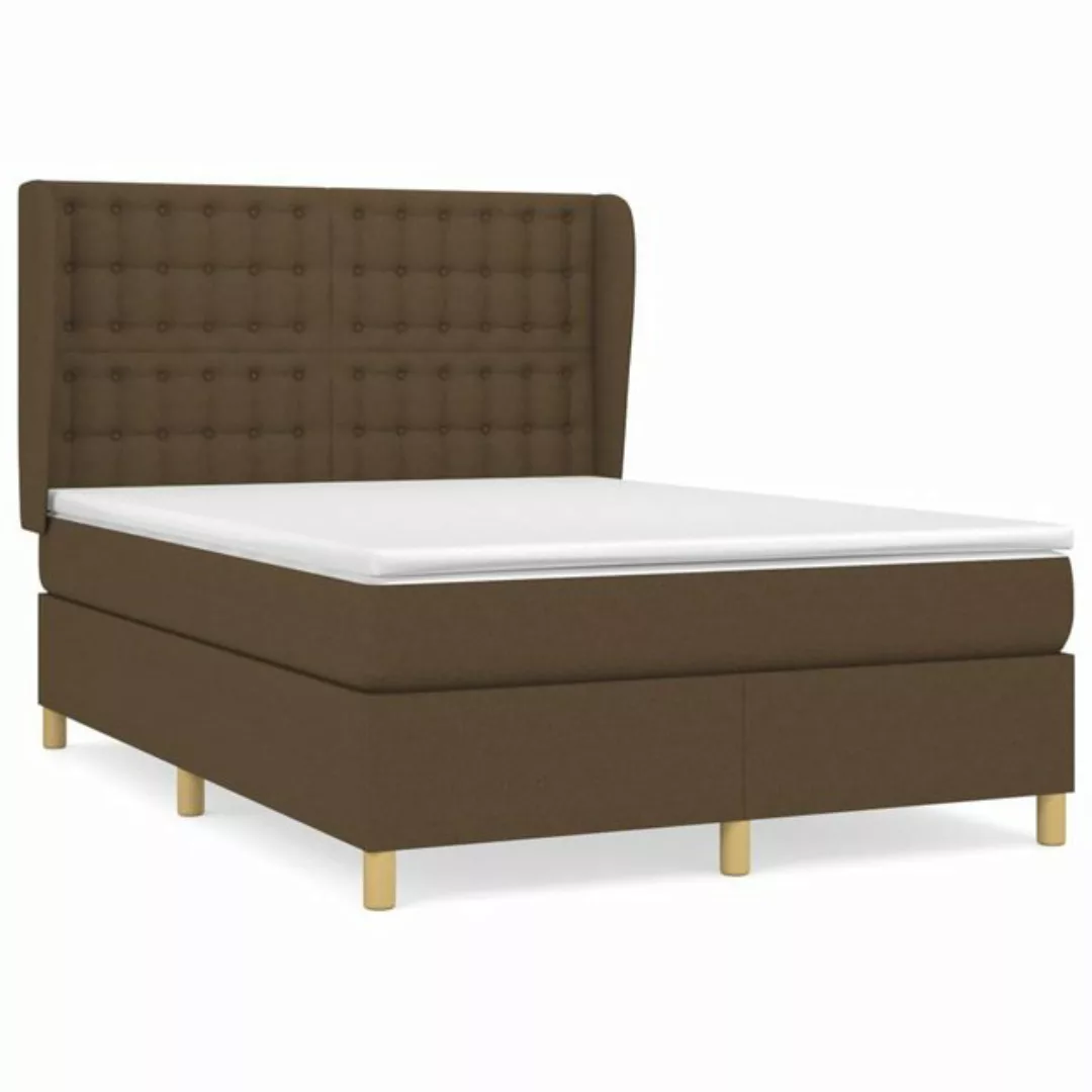 vidaXL Boxspringbett Boxspringbett mit Matratze Dunkelbraun 140x190 cm Stof günstig online kaufen