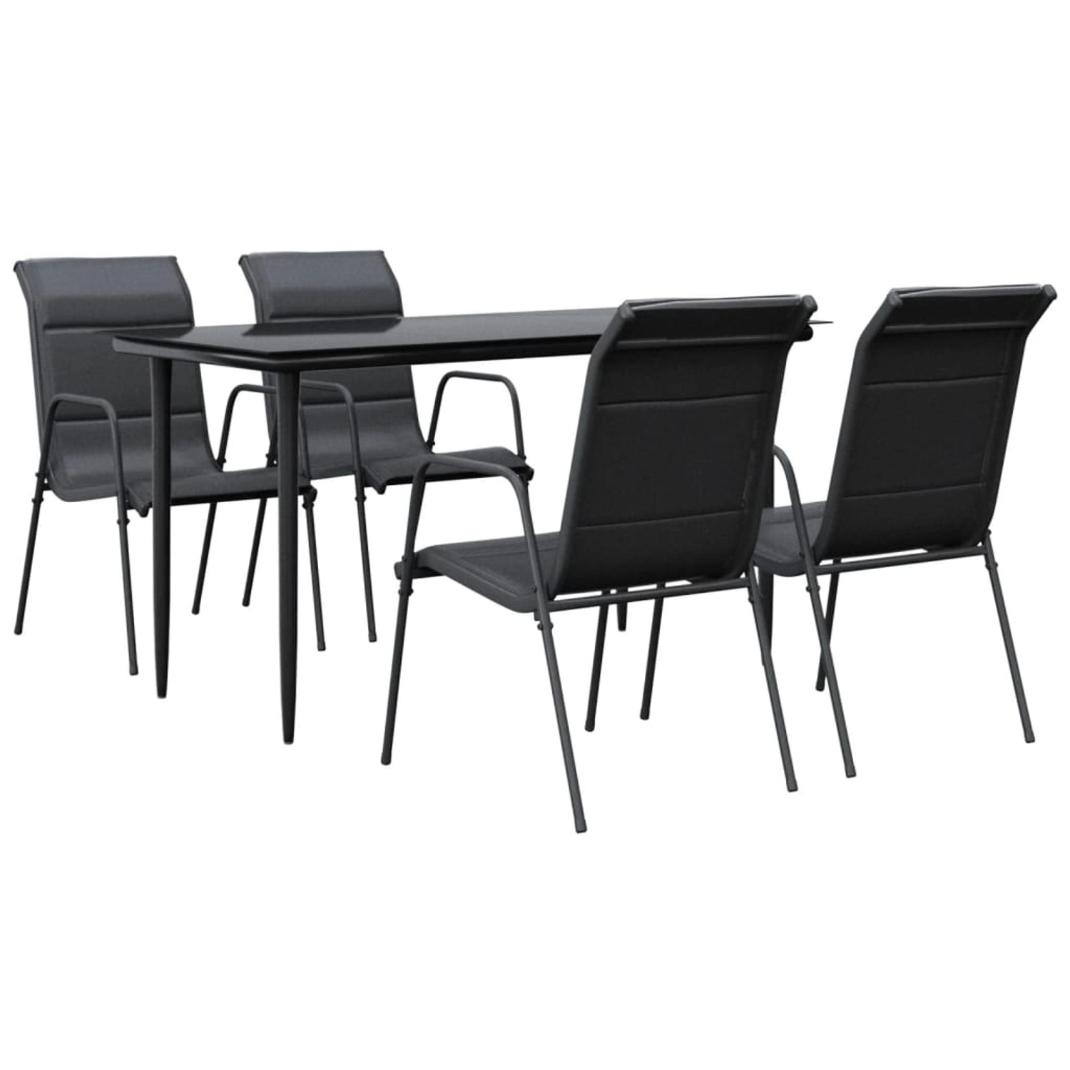 vidaXL 5-Tlg Garten-Essgruppe Schwarz Stahl und Textilene 3200704 günstig online kaufen