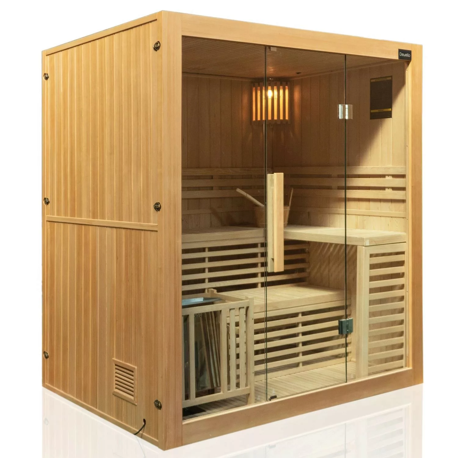 Dewello Finnische Traditionelle Sauna Sarnia 180cm x 140cm 2-4 Personen 6 K günstig online kaufen