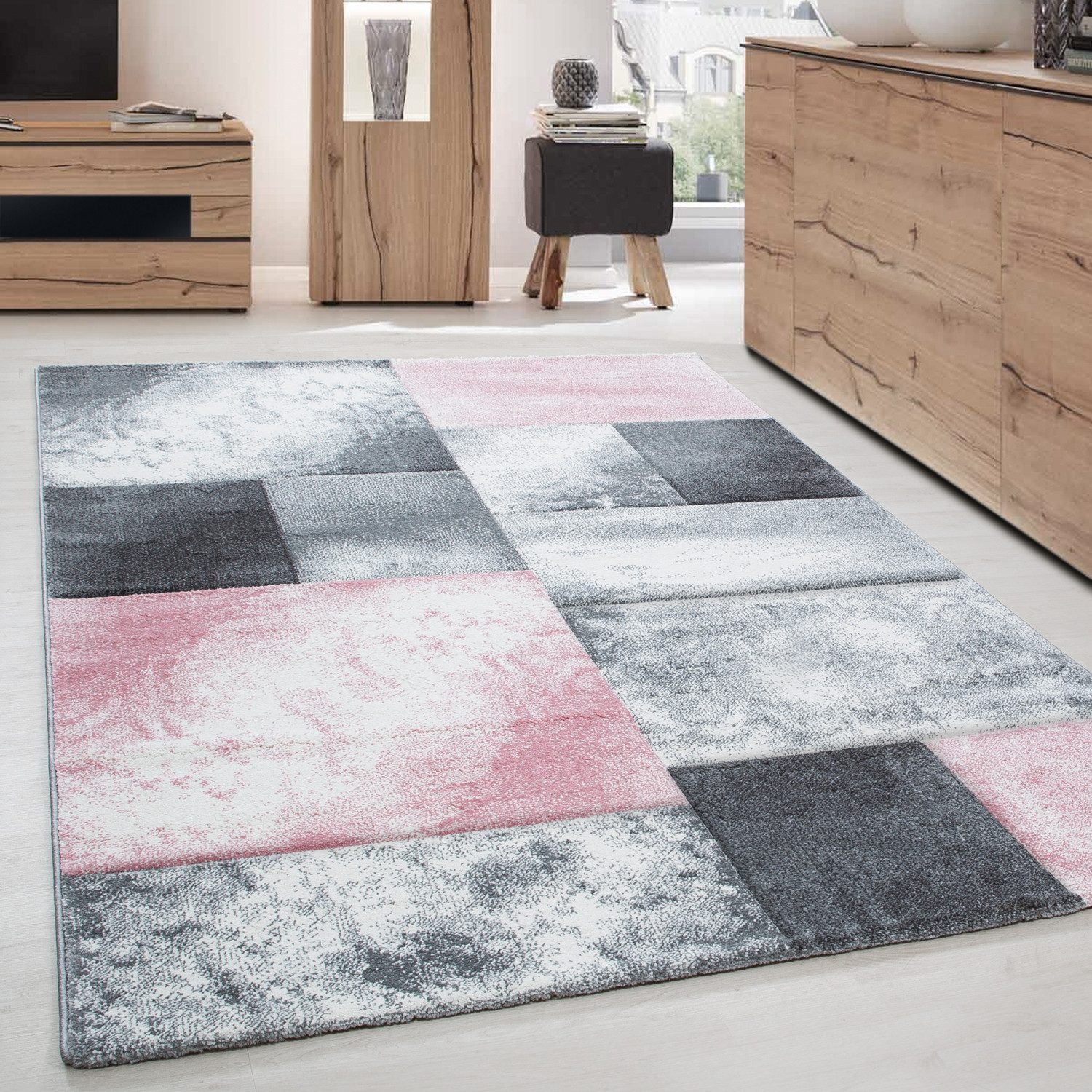 Carpettex Frisé-Teppich Kariert Design, Läufer, Höhe: günstig online kaufen
