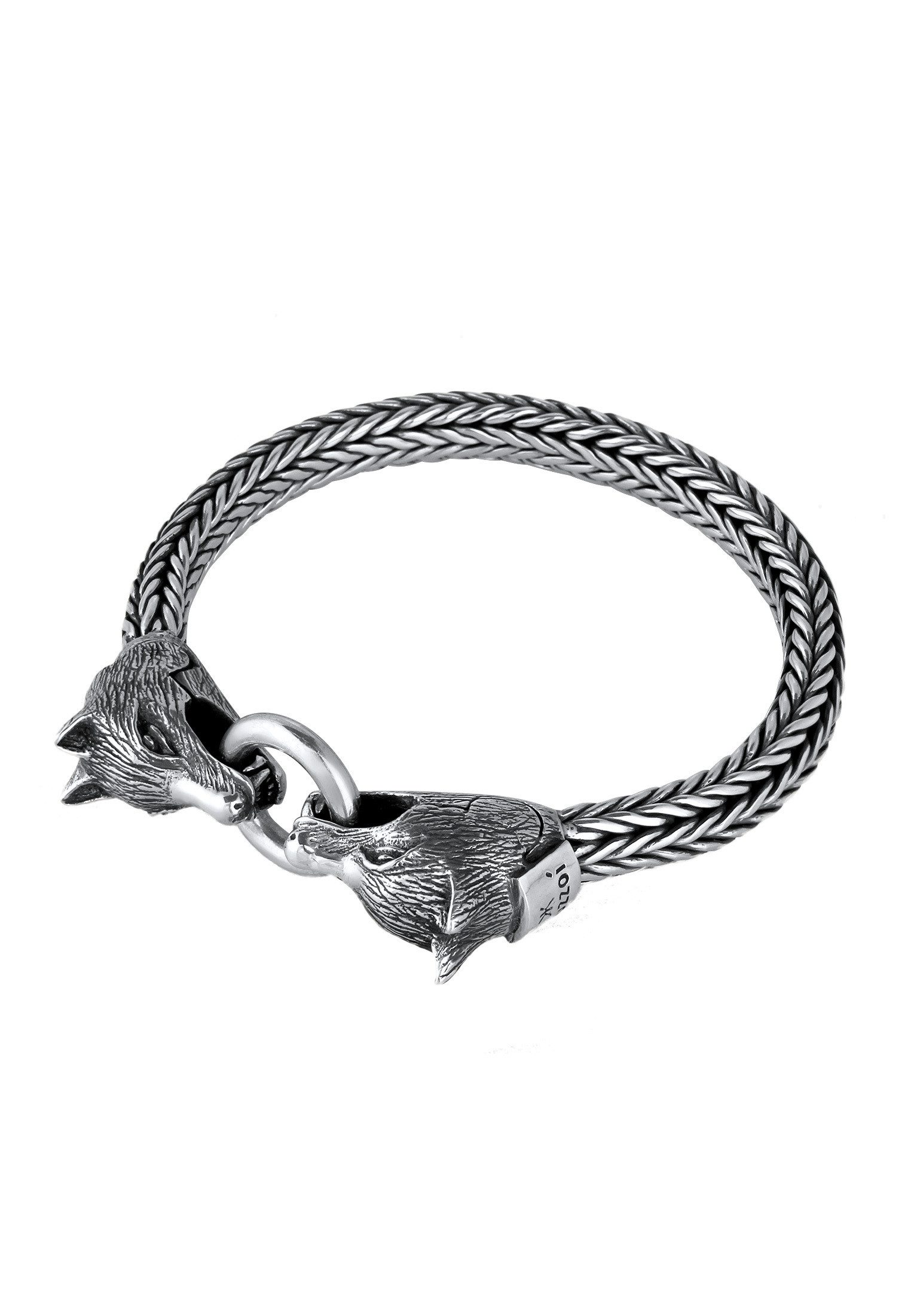 Kuzzoi Silberarmband Herren Wolfskopf Ringverschluss Rund günstig online kaufen