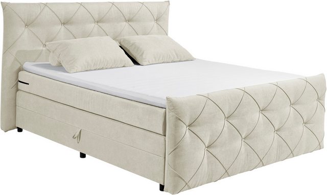 ED EXCITING DESIGN Boxspringbett Villano, mit Strasssteinen, Breite: 180cm, günstig online kaufen