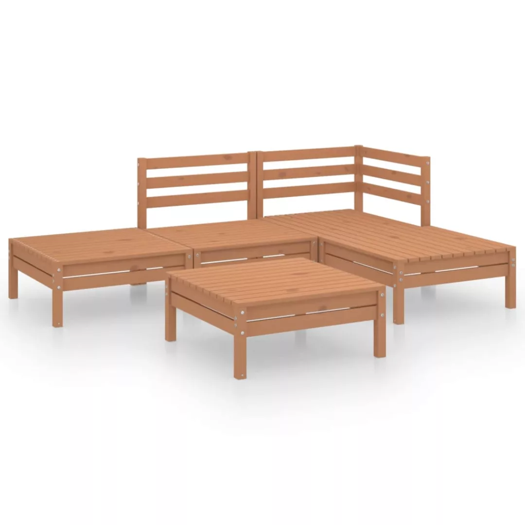 5-tlg. Garten-lounge-set Massivholz Kiefer Honigbraun günstig online kaufen