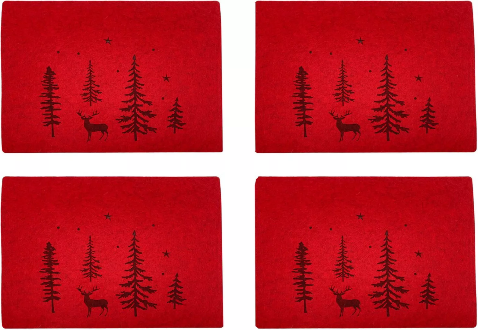 my home Platzset »weihnachtliche Platzmatte Lius«, (Set, 4 St.), mit Waldsz günstig online kaufen