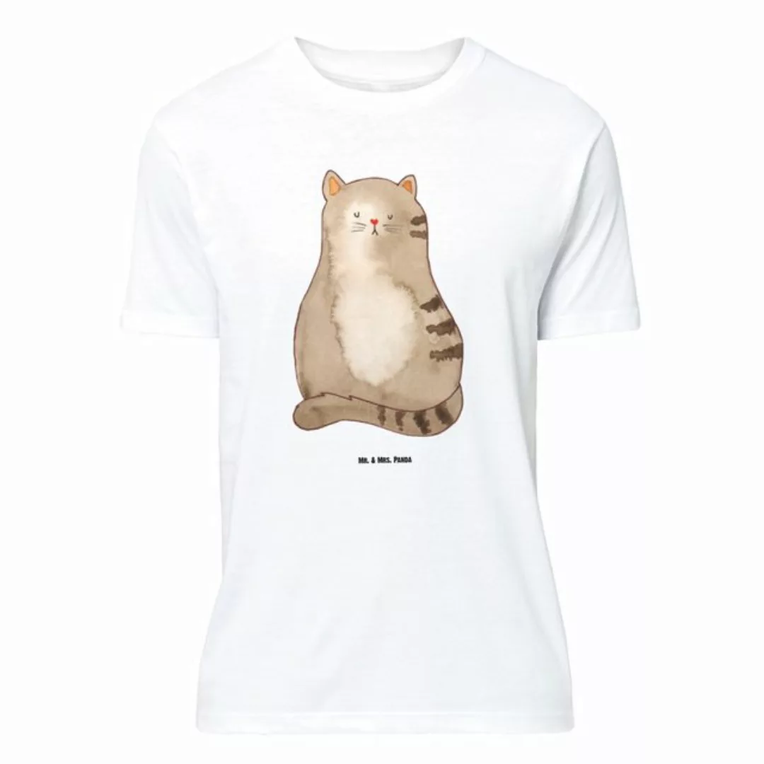 Mr. & Mrs. Panda T-Shirt Katze sitzend - Weiß - Geschenk, Liebe, Nachthemd, günstig online kaufen