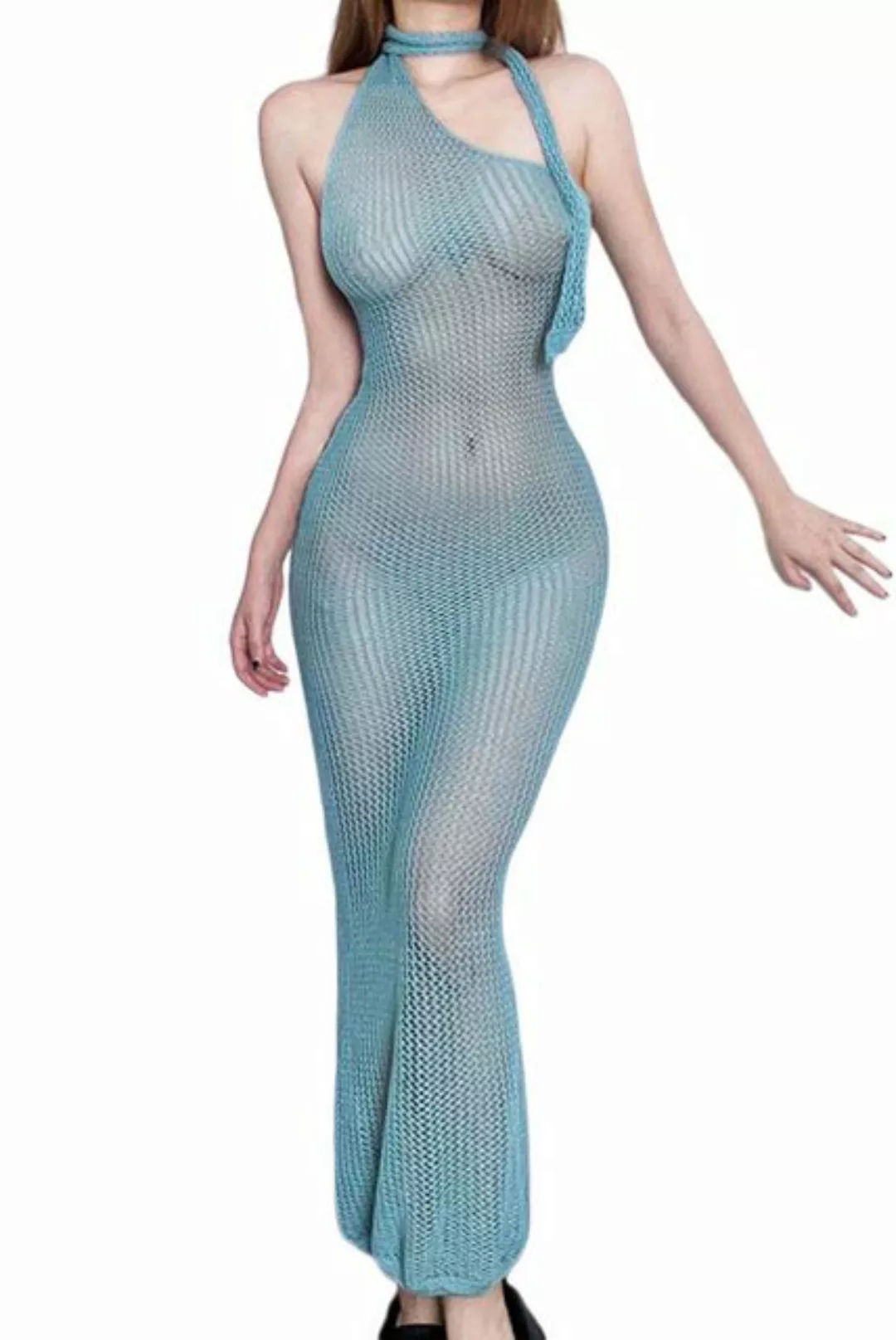 ZWY Dirndl Neckholder schmale Taille langes Kleid mit einer Schulter Strand günstig online kaufen
