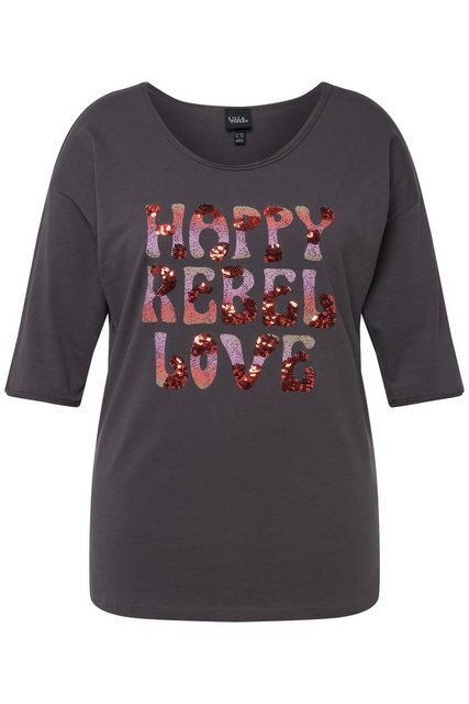 Ulla Popken Rundhalsshirt T-Shirt Schriftmotiv Oversized Rundhals Halbarm günstig online kaufen