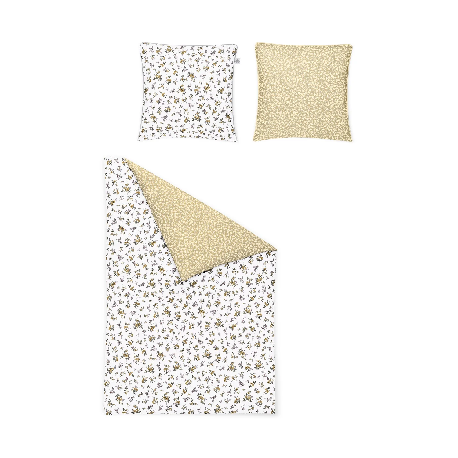 Irisette Mako Satin Bettwäsche Crown 8455-40 Blumen Creme Gold 155x220 günstig online kaufen