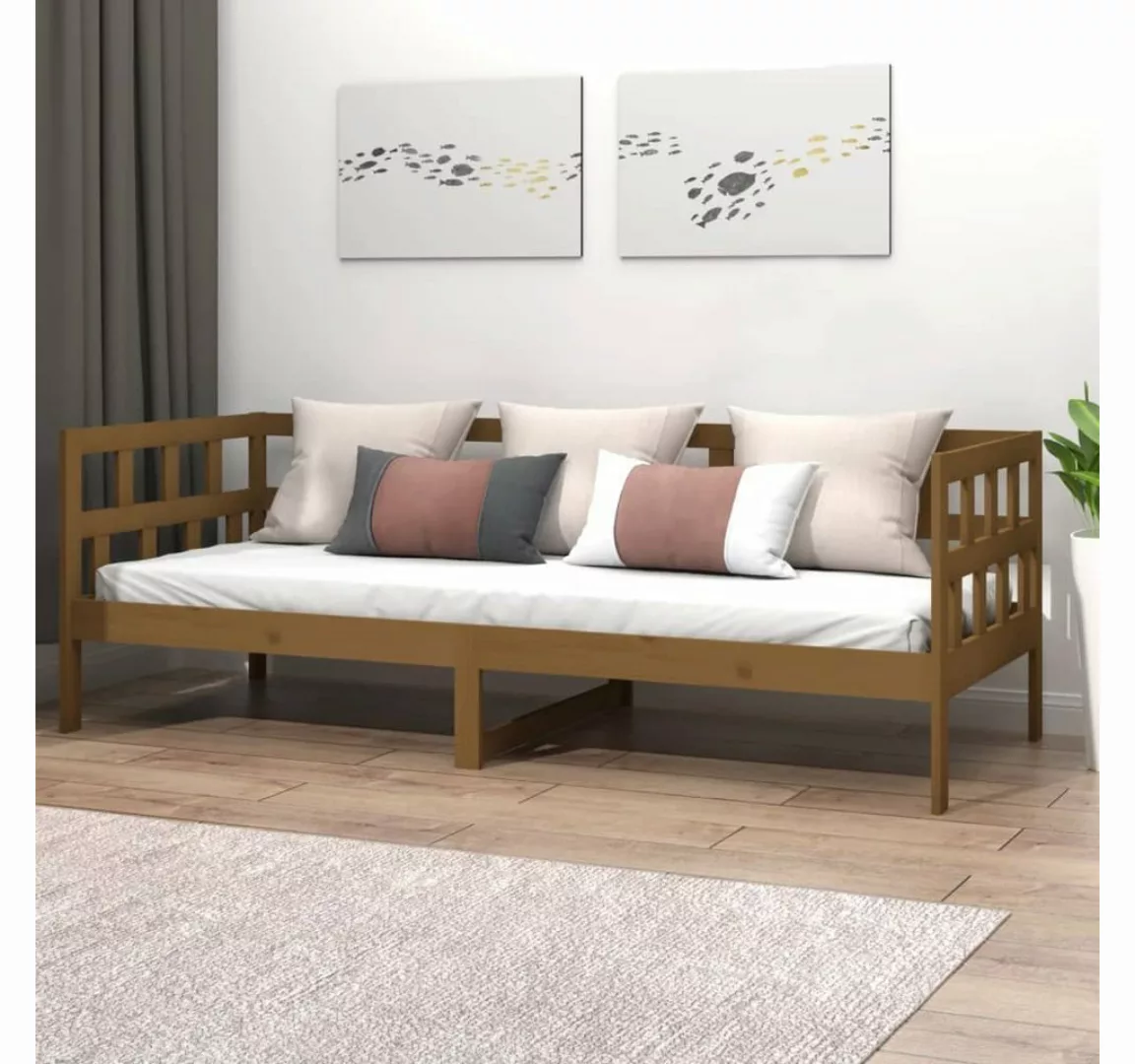 furnicato Bett Tagesbett Honigbraun Massivholz Kiefer 90x190 cm günstig online kaufen