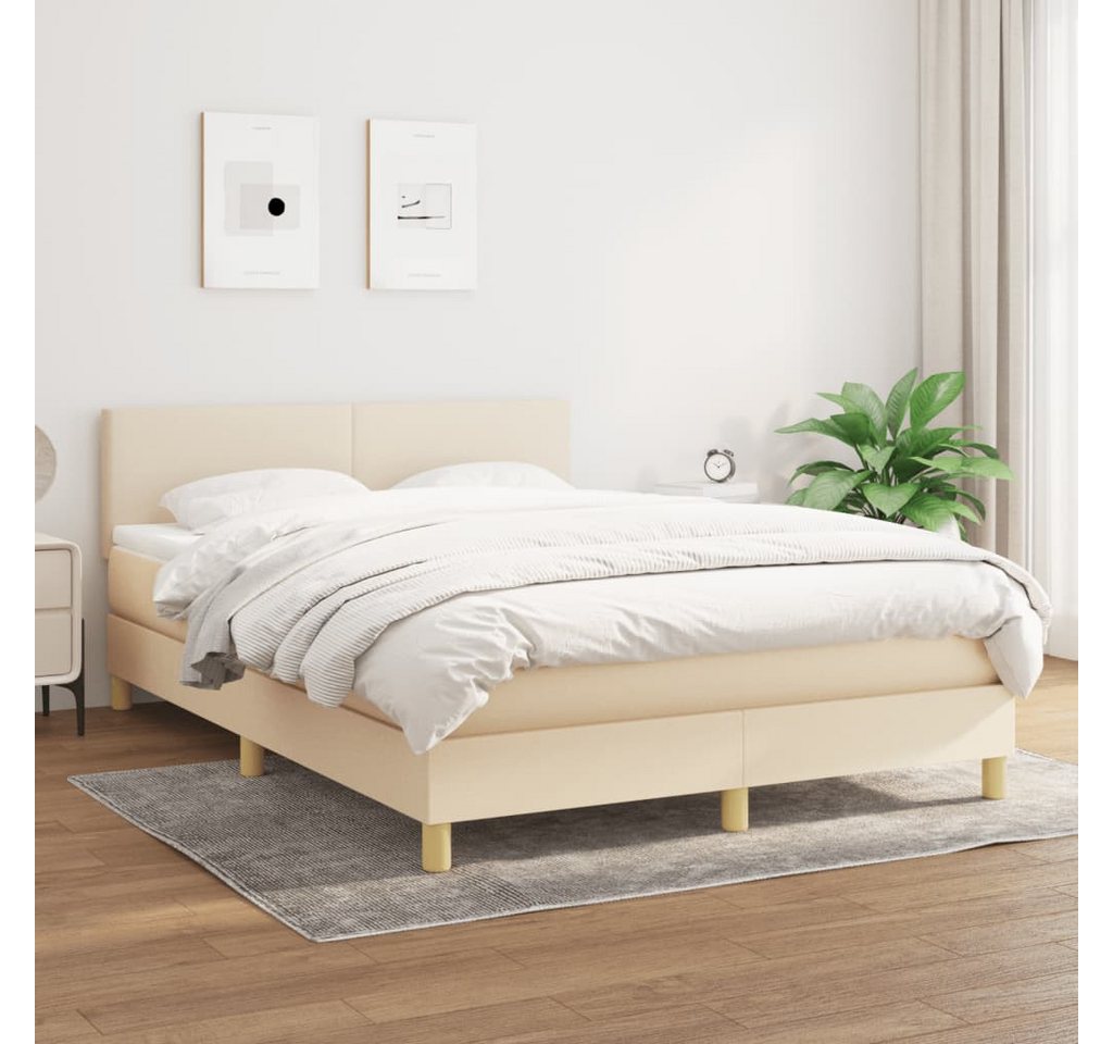 vidaXL Boxspringbett Boxspringbett mit Matratze Creme 140x200 cm Stoff Bett günstig online kaufen