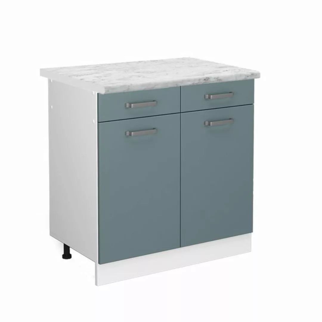 Vicco Unterschrank R-Line, Blau-Grau/Weiß, 80 cm, AP Marmor günstig online kaufen