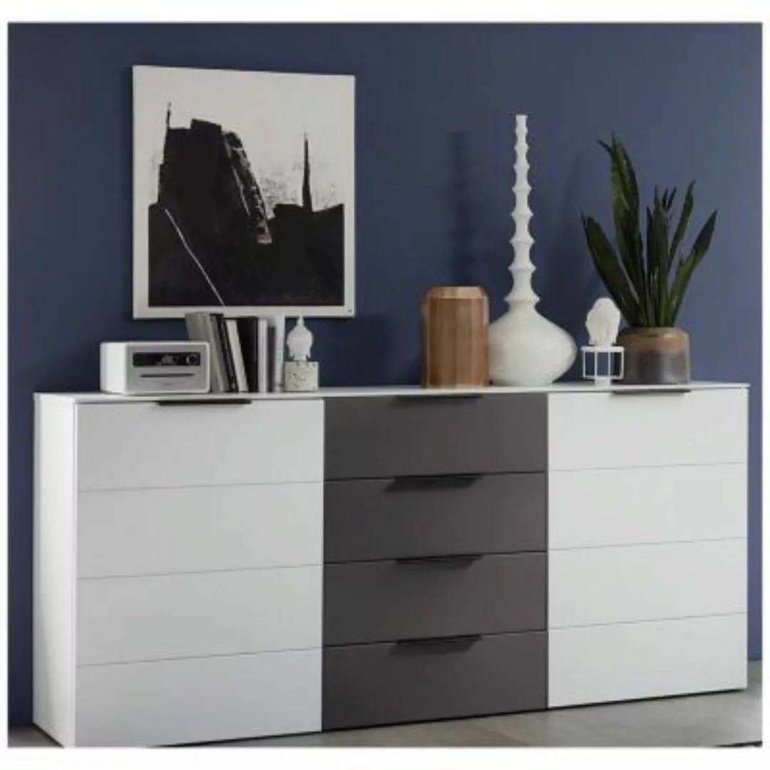 Lomadox Wohnzimmer Sideboard MADEIRA-36 in weiß supermatt und graphit, B/H/ günstig online kaufen