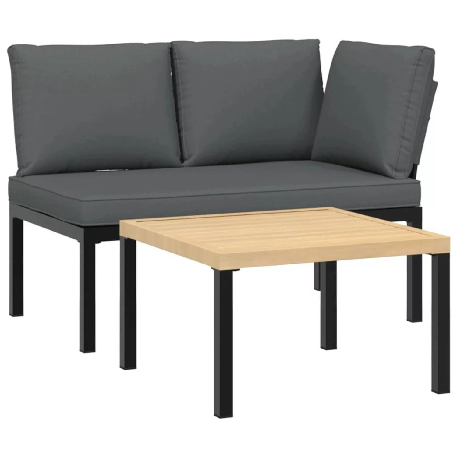 vidaXL 2-tlg Garten-Sofagarnitur mit Kissen Schwarz Aluminium Modell 1 günstig online kaufen