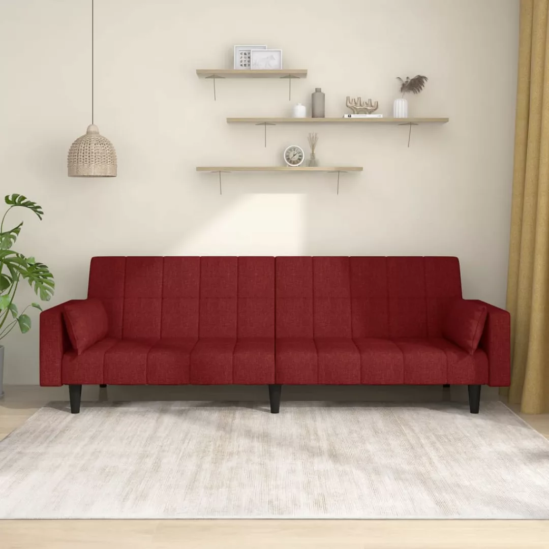 Vidaxl Schlafsofa 2-sitzer Mit 2 Kissen Weinrot Stoff günstig online kaufen