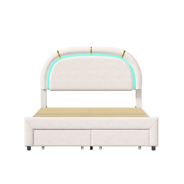 Furnishings Home Stauraumbett Polsterbett Jugendbett Stylisches LED (Verste günstig online kaufen