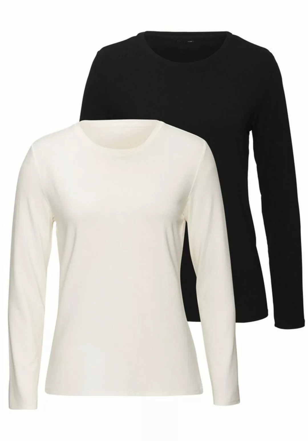 LASCANA Langarmshirt aus weichem Viskose-Stretch (2er-Pack) günstig online kaufen