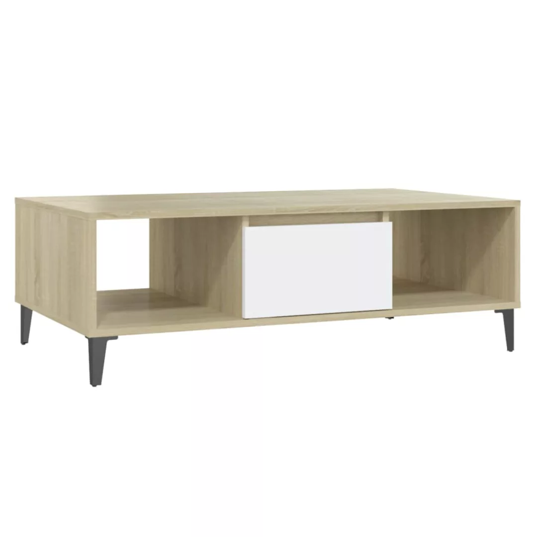 Couchtisch Weiß Und Sonoma-eiche 103,5x60x35 Cm Spanplatte günstig online kaufen