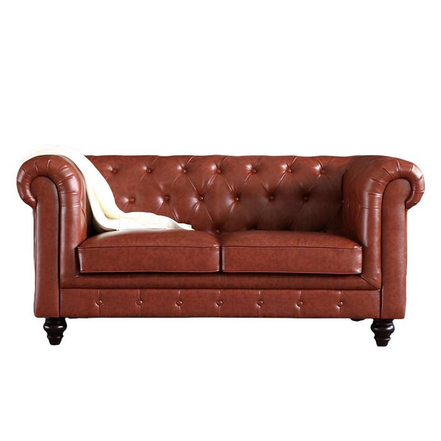 Xlmoebel 2-Sitzer Zweisitzer Ledersofa im Design Chesterfield-Stil mit Pols günstig online kaufen