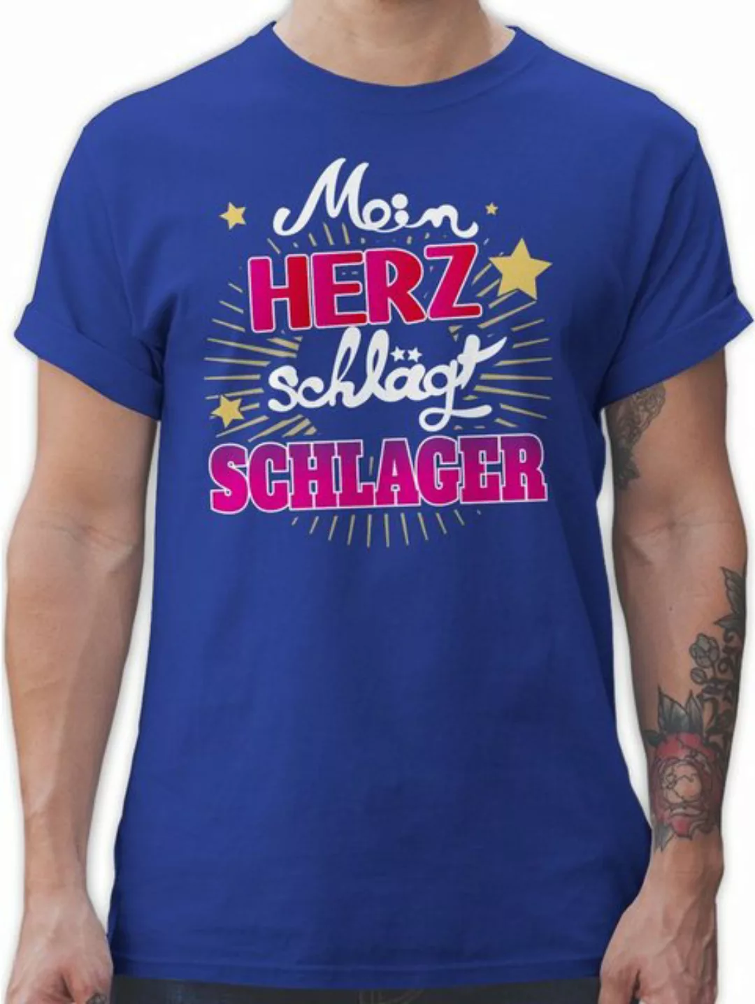 Shirtracer T-Shirt Mein Herz schlägt Schlager Schlager Party Outfit günstig online kaufen