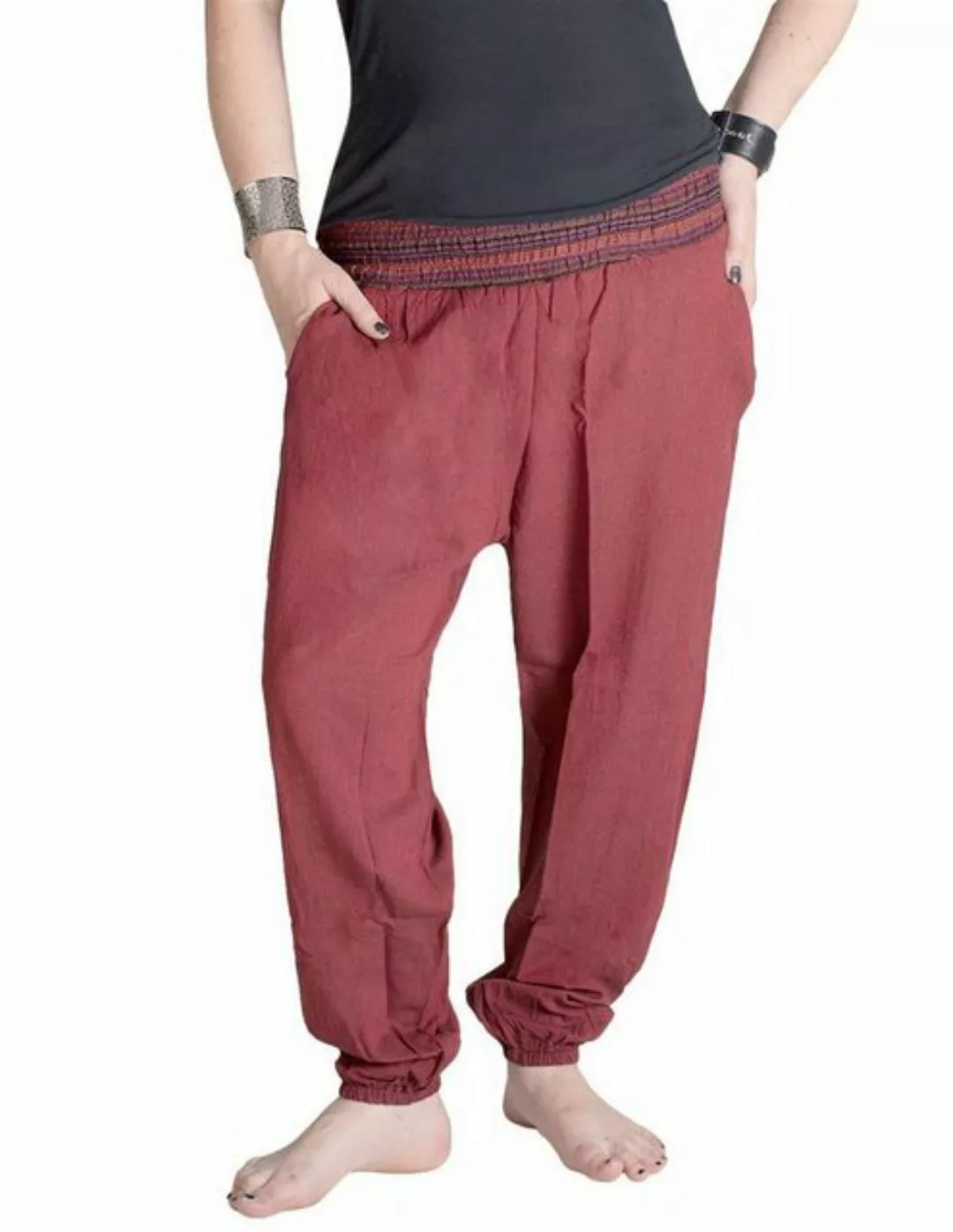 Vishes Haremshose Chino Haremshose mit dehnbarem gestreiften Bund Ethnohose günstig online kaufen