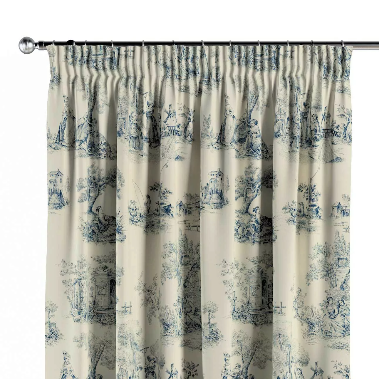 Vorhang mit Kräuselband, creme- blau, Avinon (132-66) günstig online kaufen