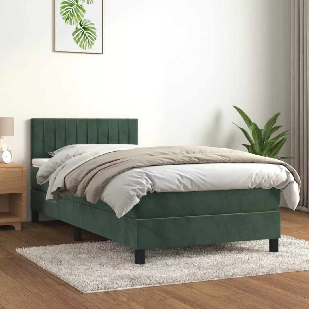 Vidaxl Boxspringbett Mit Matratze Dunkelgrün 90x200 Cm Samt günstig online kaufen