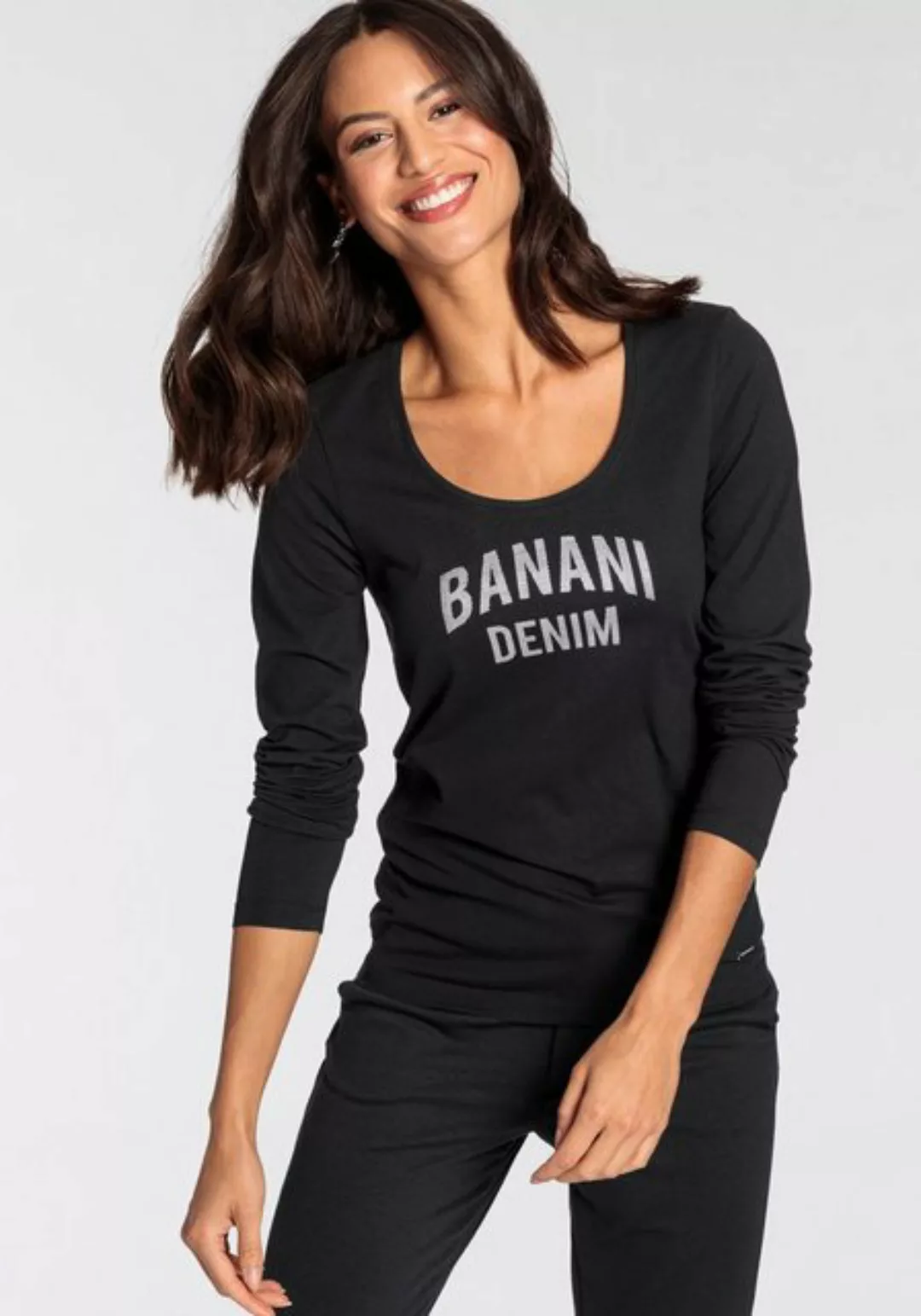 Bruno Banani Langarmshirt mit Logo-Applikation günstig online kaufen