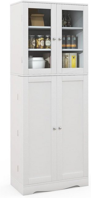 KOMFOTTEU Küchenbuffet Küchenschrank mit 2 Glastüren und Schrank günstig online kaufen