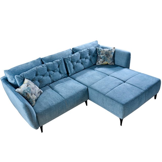 riess-ambiente Ecksofa MARRAKESCH 245cm aqua blau / schwarz, Einzelartikel günstig online kaufen