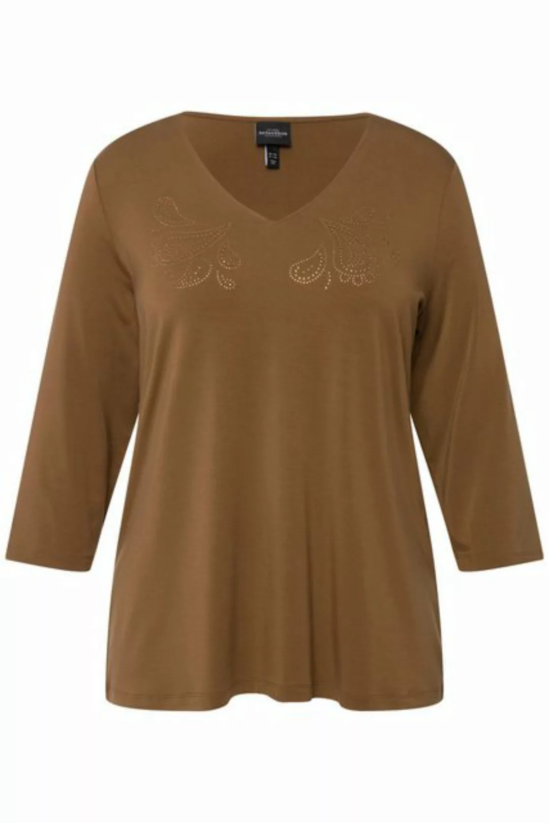 Ulla Popken Rundhalsshirt Shirt Paisley-Design Classic V-Ausschnitt 3/4-Arm günstig online kaufen