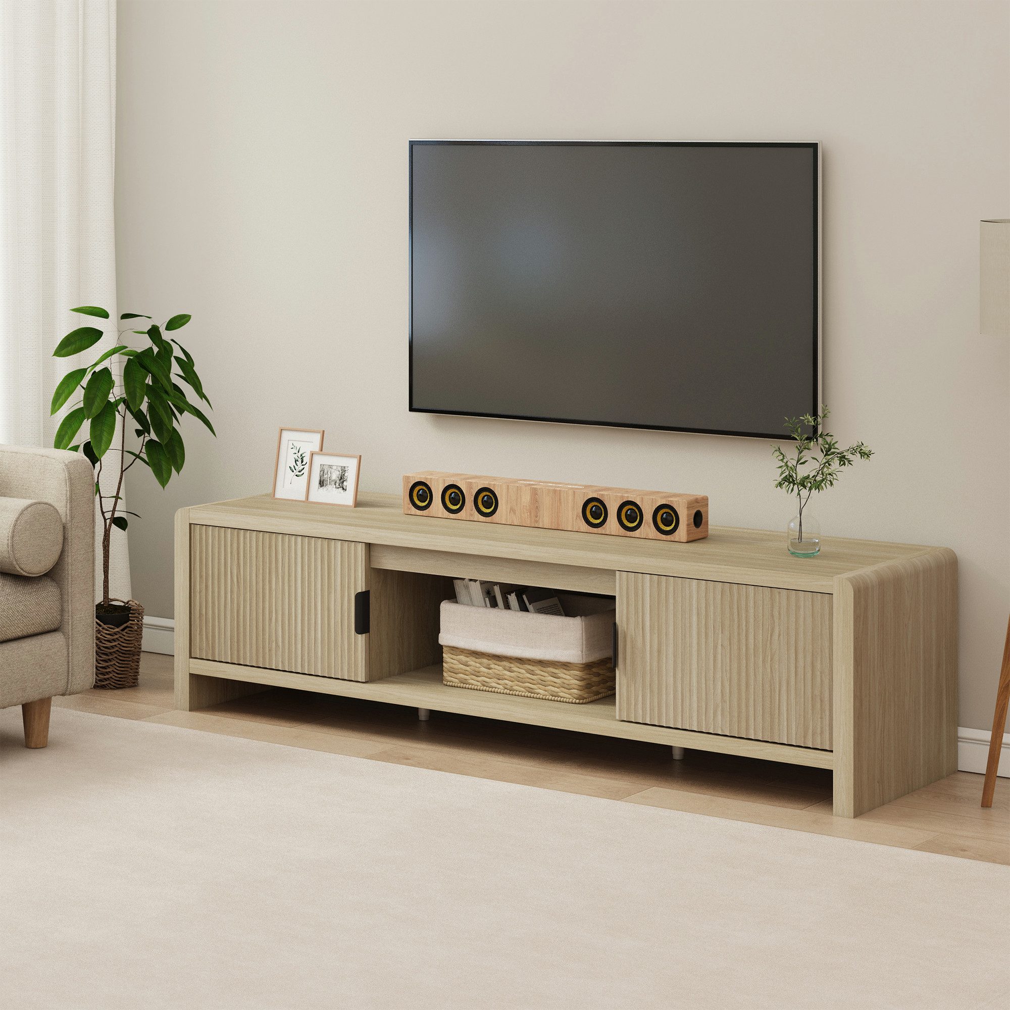 en.casa TV-Schrank »Lukkodso« mit 3 Fächern günstig online kaufen
