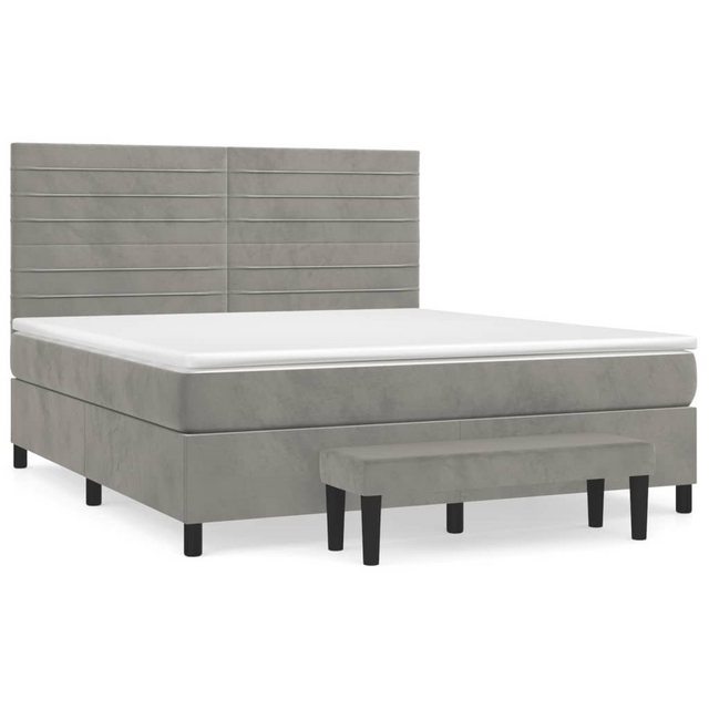 vidaXL Bettgestell Boxspringbett mit Matratze Hellgrau 160x200 cm Samt Bett günstig online kaufen