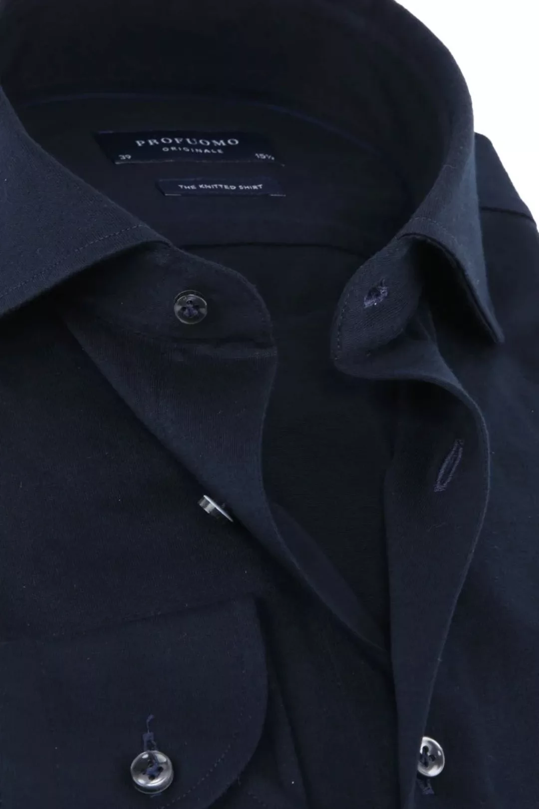 Profuomo Knitted Jersey Hemd Dunkelblau - Größe 38 günstig online kaufen