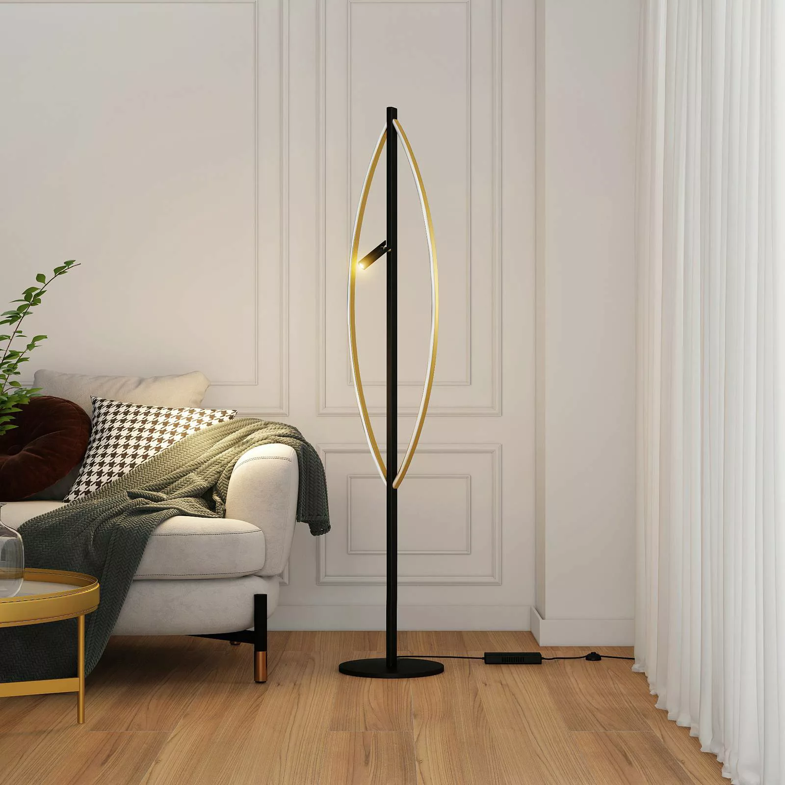 Lucande Matwei LED-Stehlampe, oval, messing günstig online kaufen