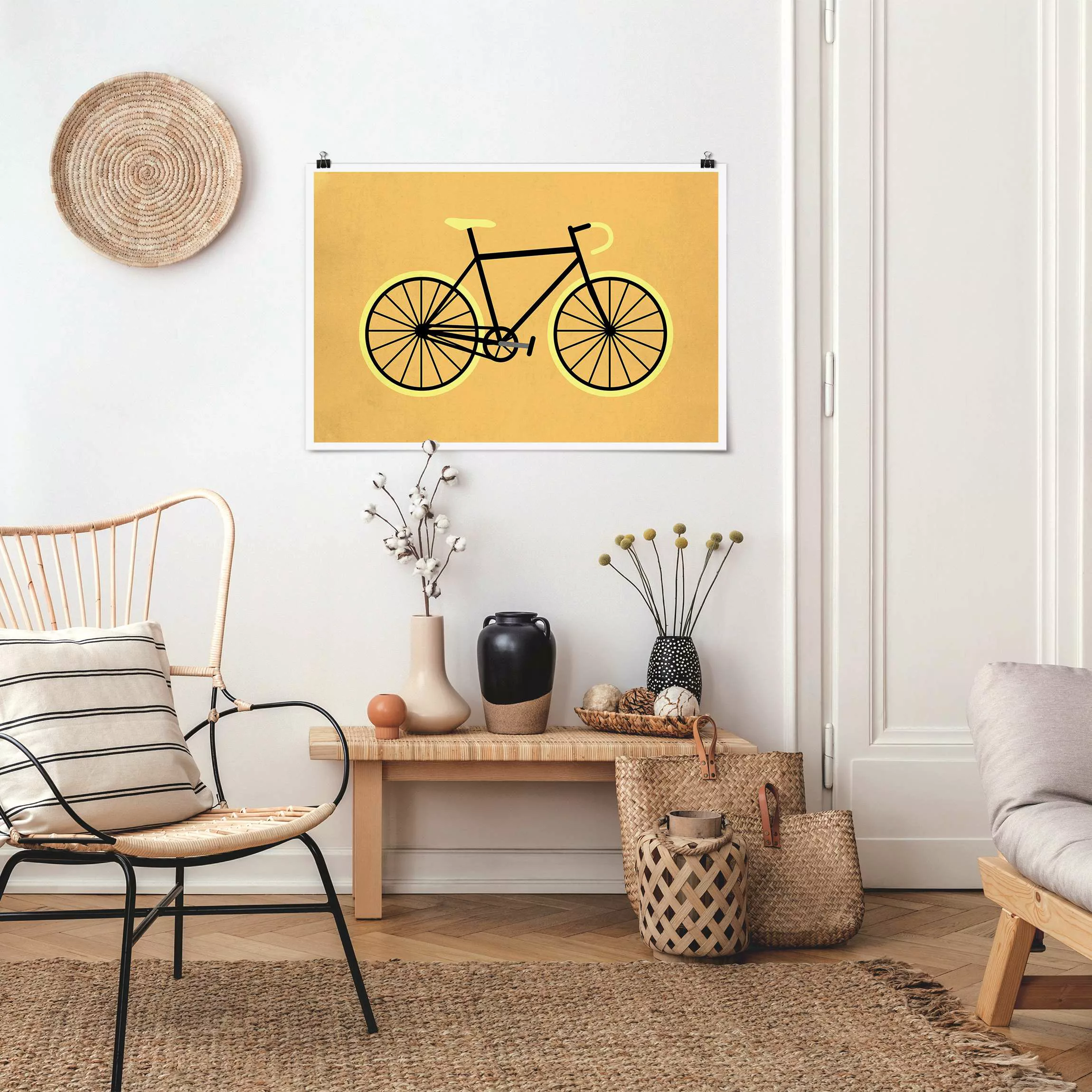 Poster Fahrrad in Gelb günstig online kaufen