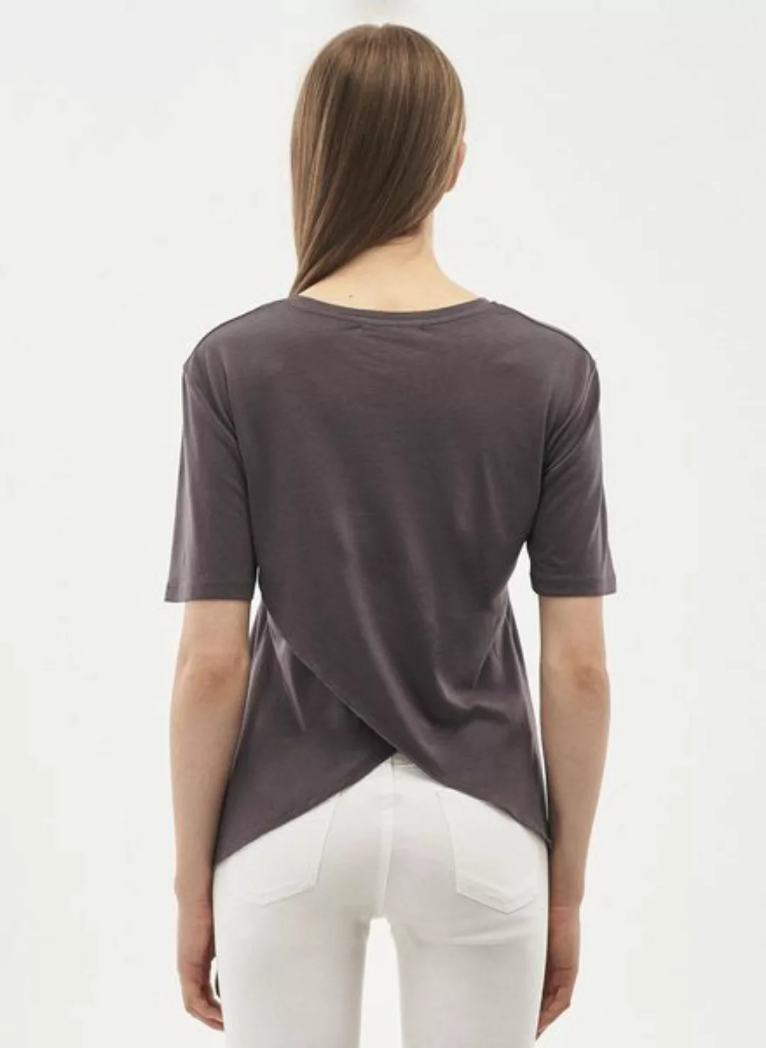 T-shirt Aus Tencel-mix Mit V-ausschnitt günstig online kaufen