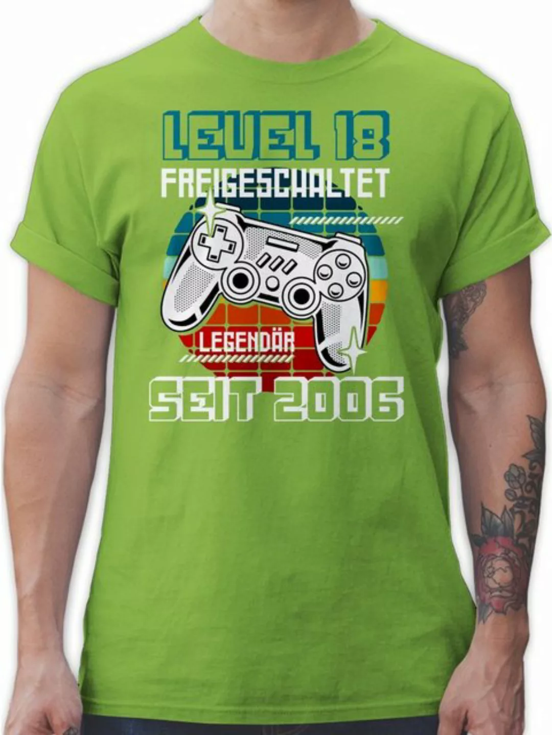 Shirtracer T-Shirt Geschenke 18 Geburtstag Geschenkidee - Level 18 freigesc günstig online kaufen