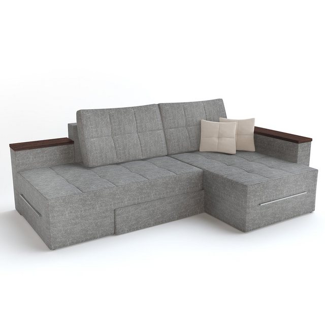 VitaliSpa® Ecksofa, Grau/Grau, 160 x 240 cm Rechte Ecke, mit Bettfunktion günstig online kaufen