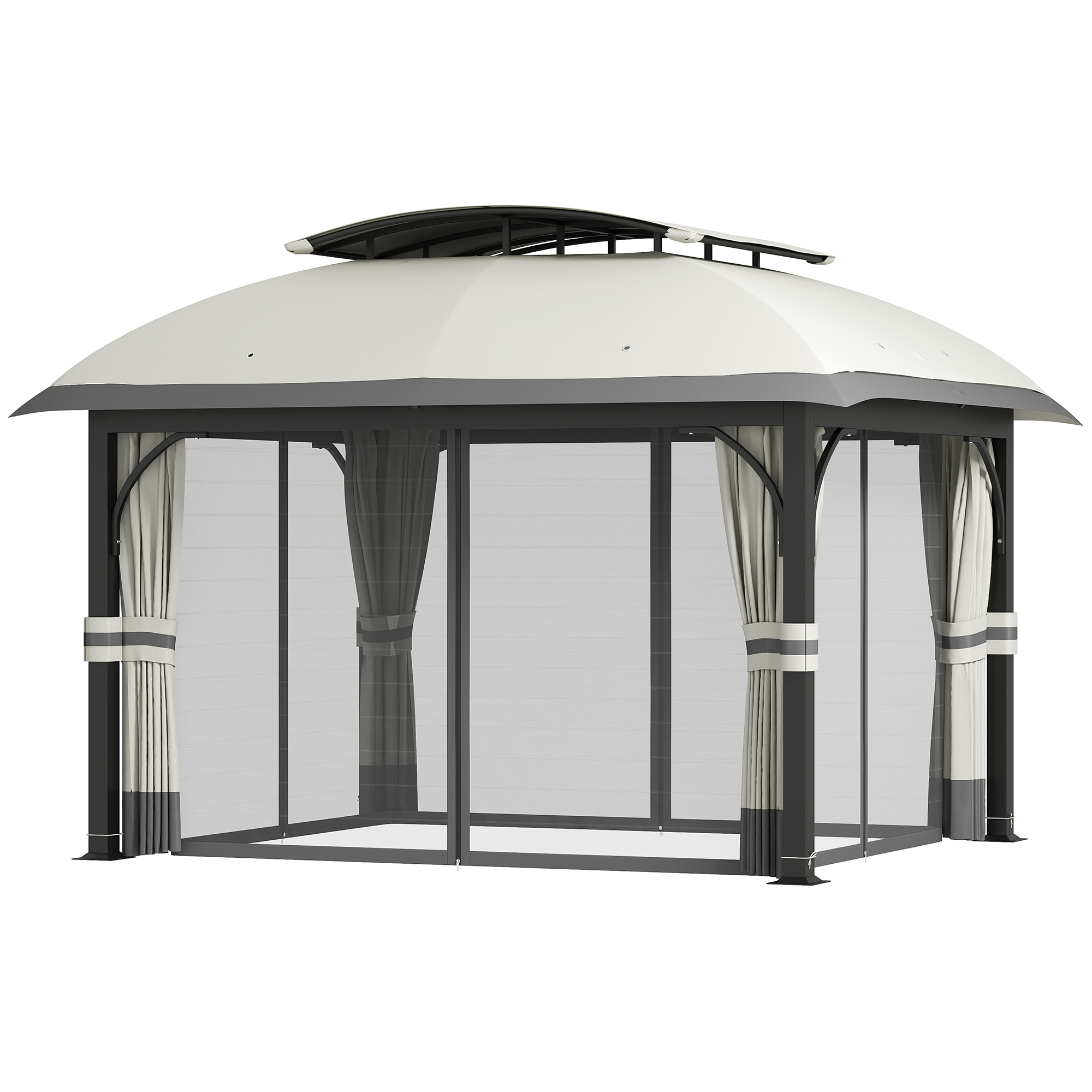 Outsunny Pavillon mit Doppeldach, 4x3,3 m Wasserabweisend Stabil Winterfest günstig online kaufen