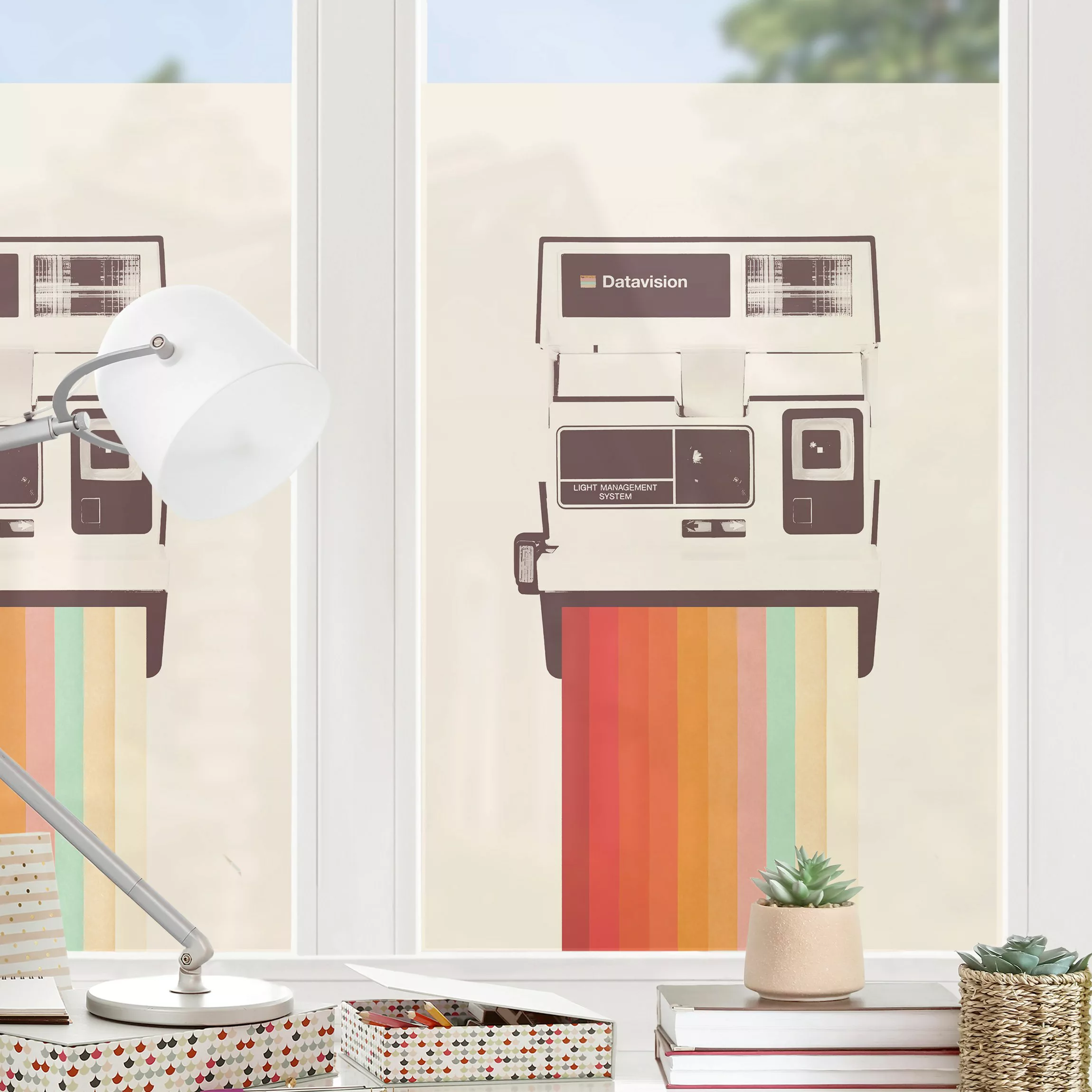 Fensterfolie Retro Kamera mit Regenbogen Film günstig online kaufen