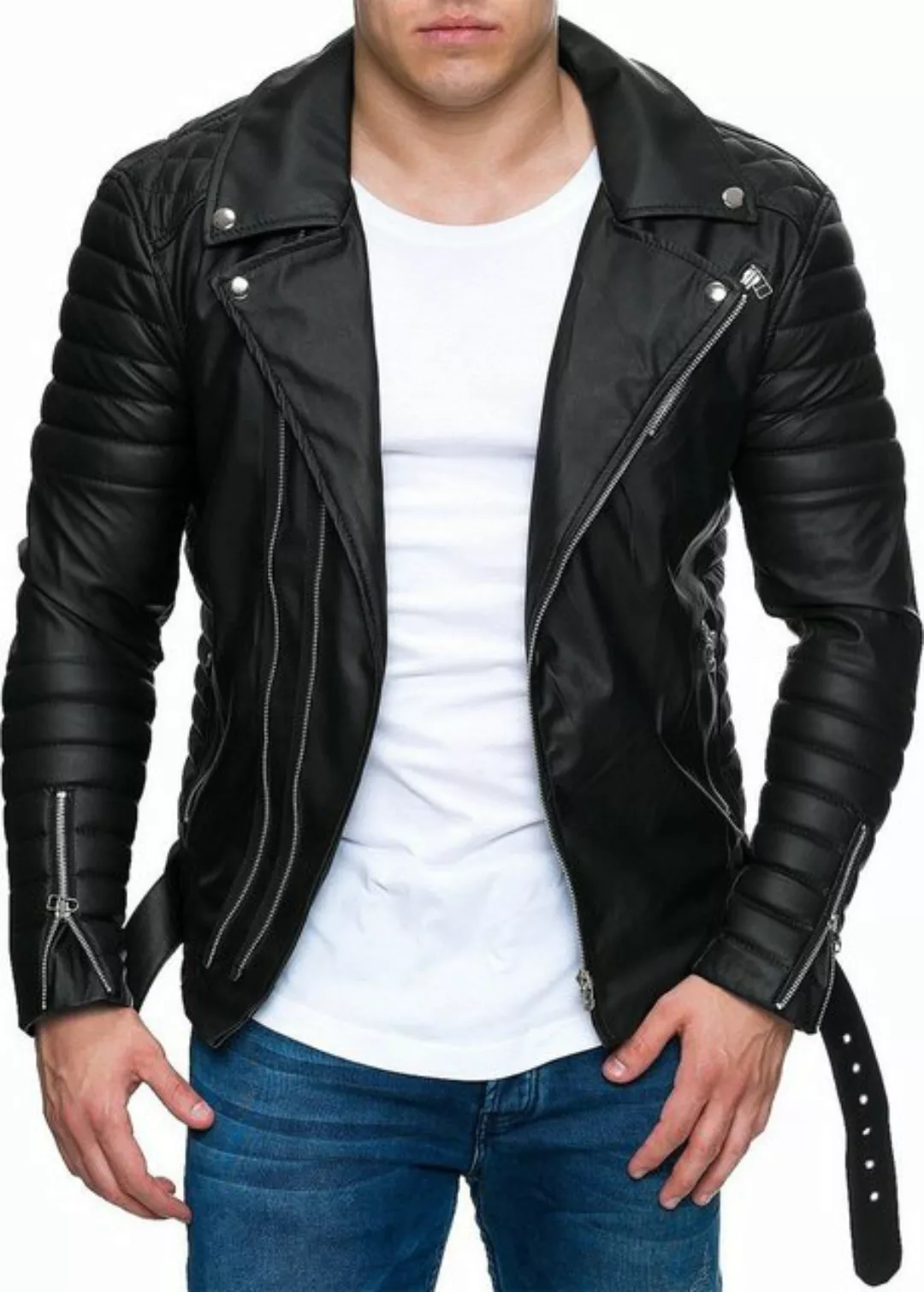 Reichstadt Lederjacke Herren Echtleder-und Kunstleder Jacke RS001 im Bikers günstig online kaufen