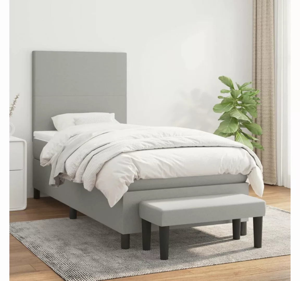 vidaXL Boxspringbett Boxspringbett mit Matratze und Fusshocker Stoff (80 x günstig online kaufen