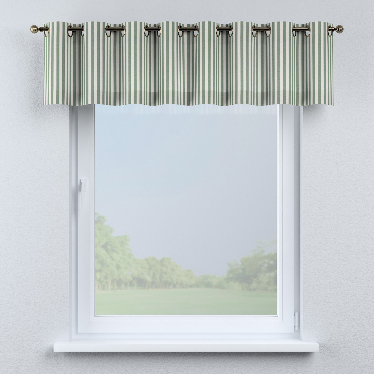 Kurzgardine mit Ösen, grün-ecru, 390 x 40 cm, Quadro (144-35) günstig online kaufen
