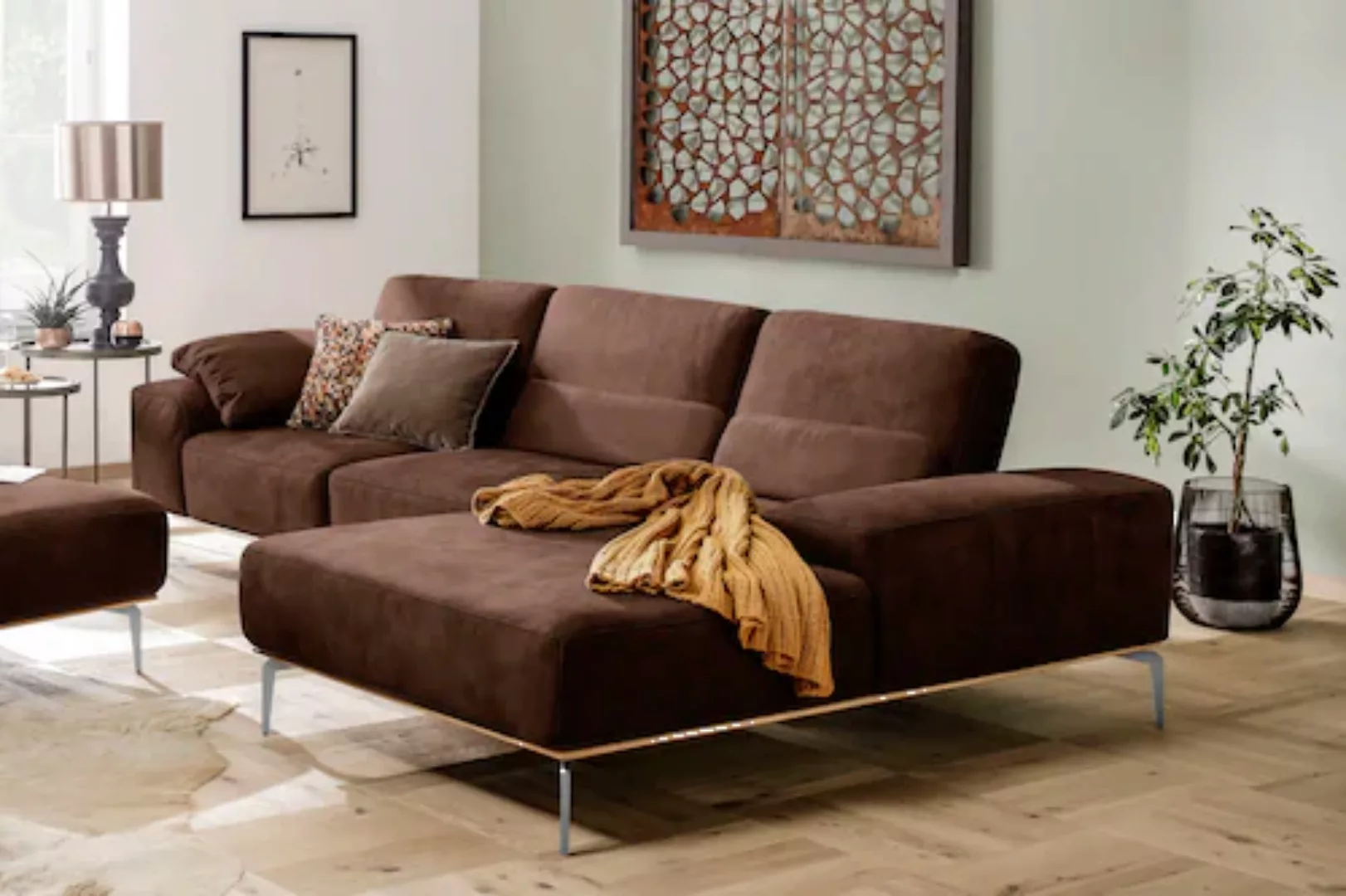 W.SCHILLIG Ecksofa run, mit elegantem Holzsockel, Füße in Chrom glänzend, B günstig online kaufen