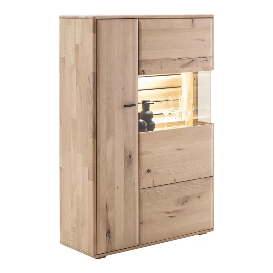 Highboard mit Beleuchtung in Eiche massiv geölt GALWAY-05 günstig online kaufen