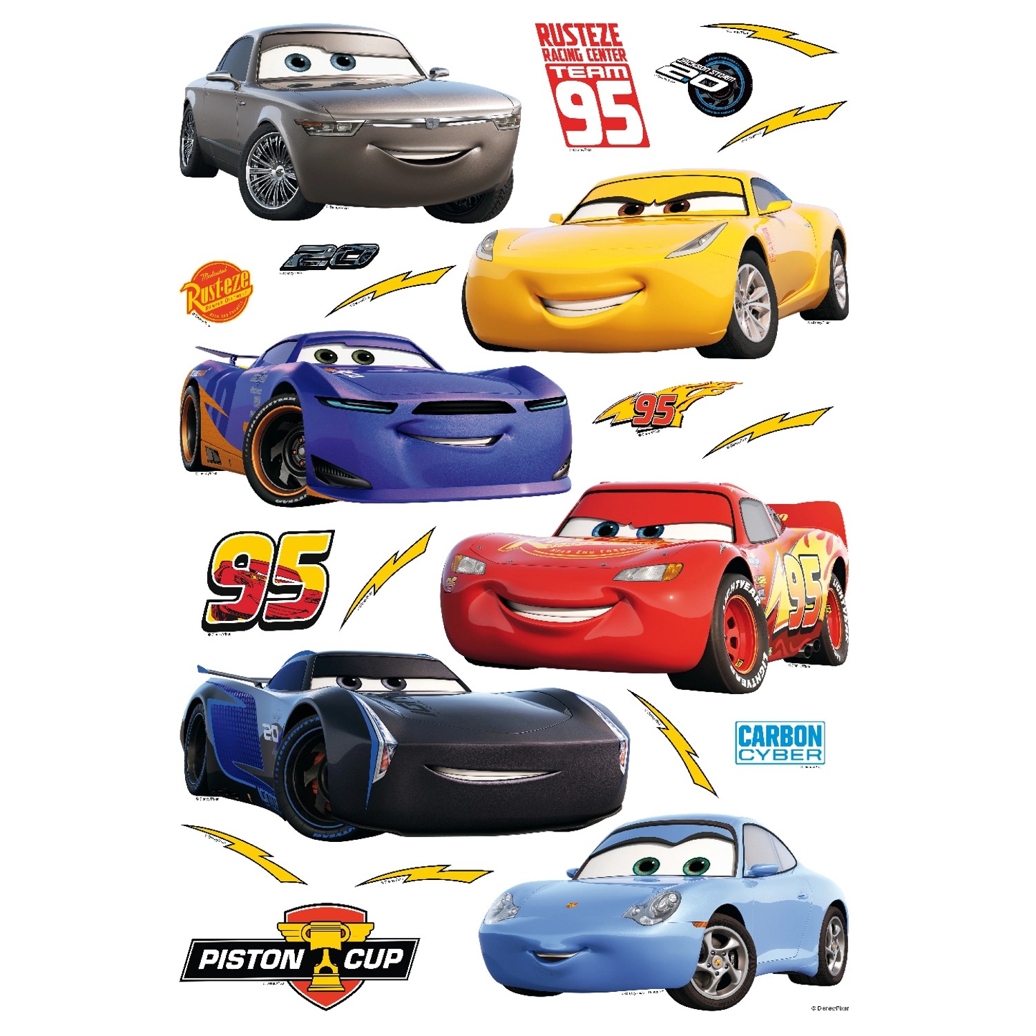 Disney Wandtattoo Cars Rot Gelb und Blau 42,5 x 65 cm 600111 günstig online kaufen