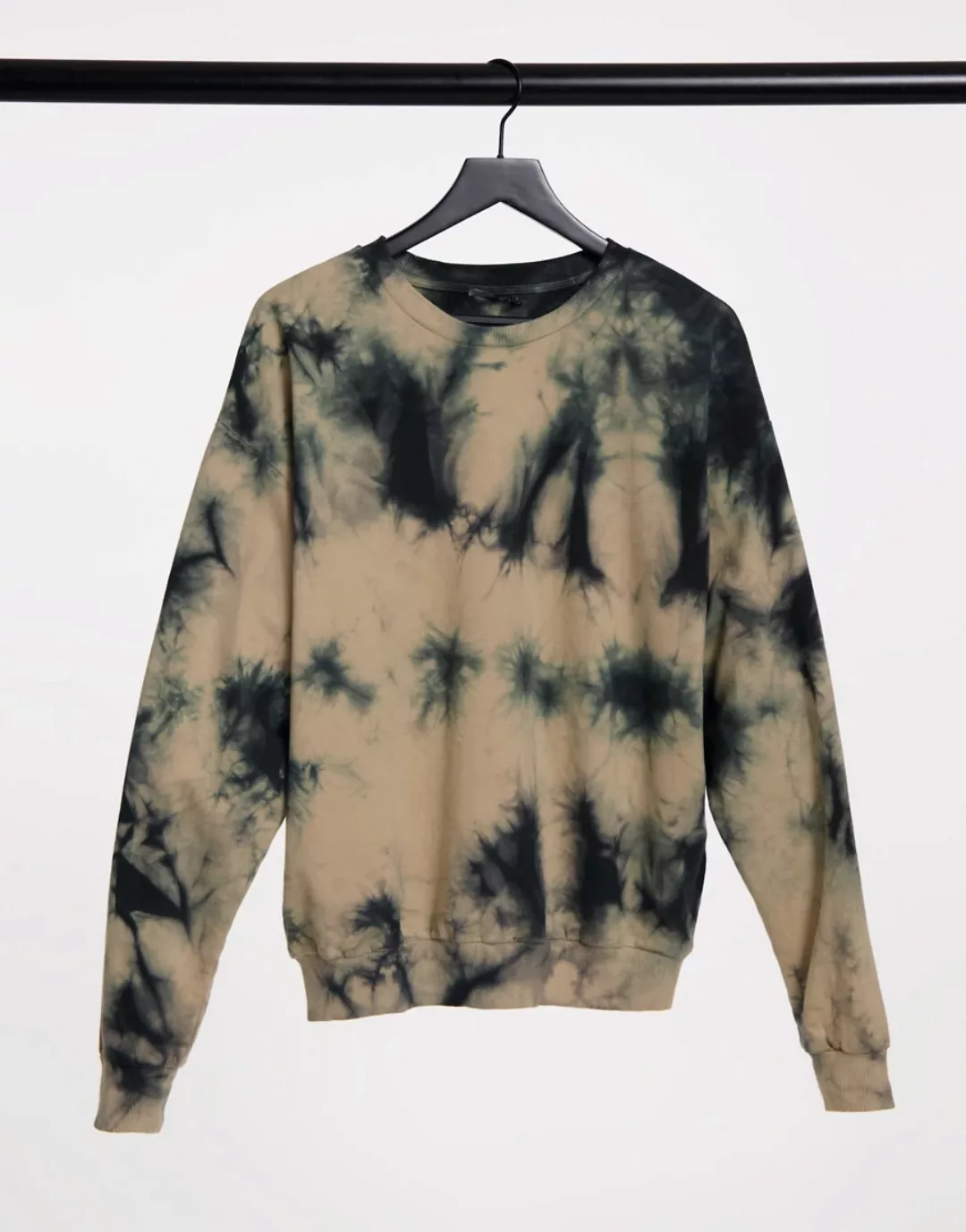 ASOS DESIGN – Sweatshirt mit gebleichter Batikoptik, Kombiteil-Neutral günstig online kaufen