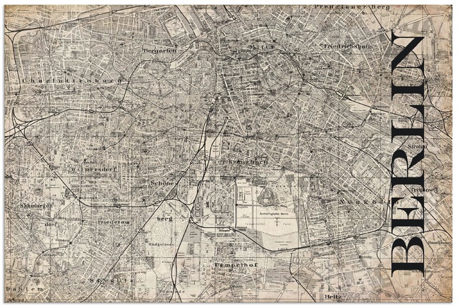 Artland Wandbild »Berlin Karte Straßen Karte Grunge«, Deutschland, (1 St.), günstig online kaufen