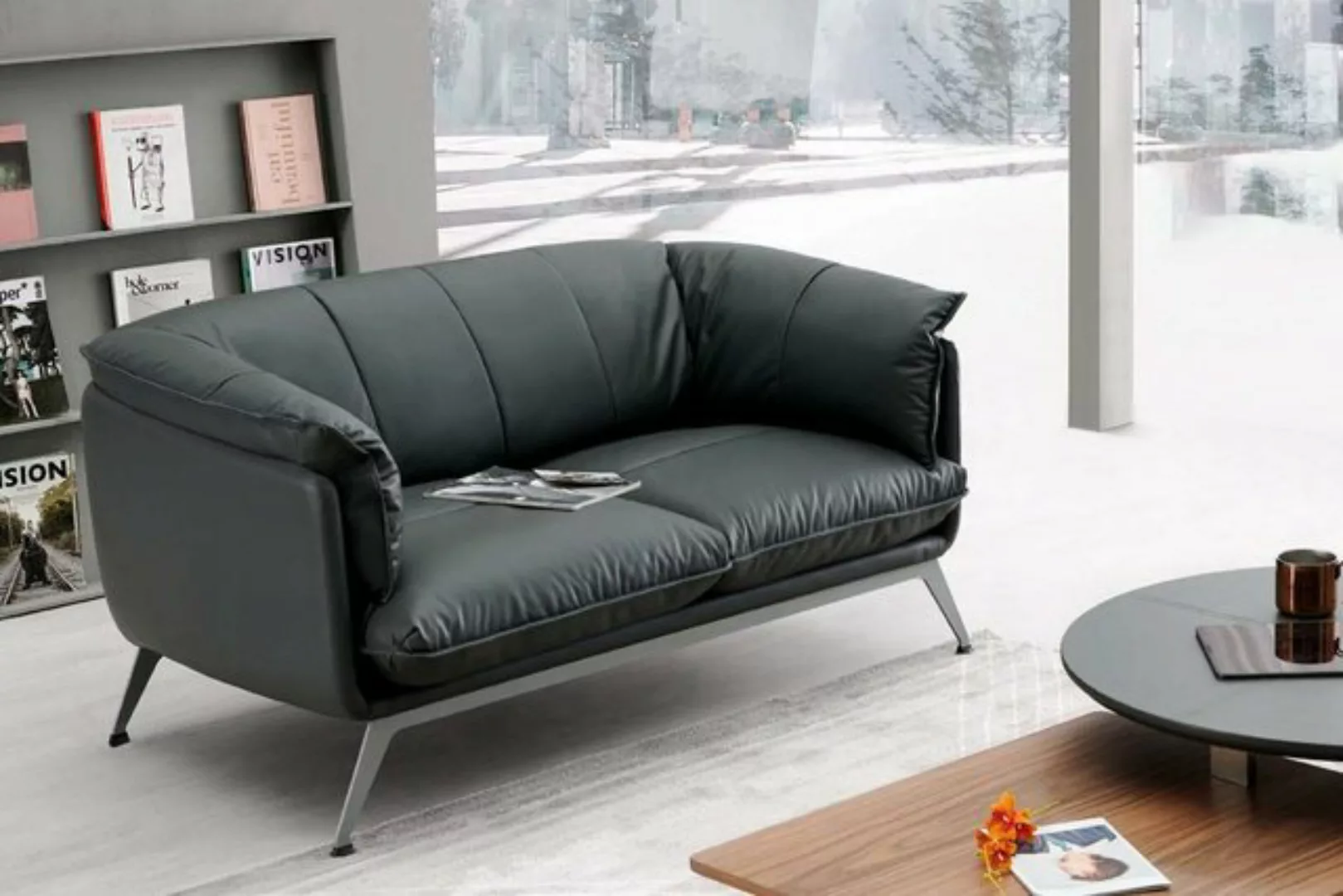 JVmoebel Sofa Leder Sofa Couch Zweisitzer Büro Einrichtung Lounge Club Sofa günstig online kaufen