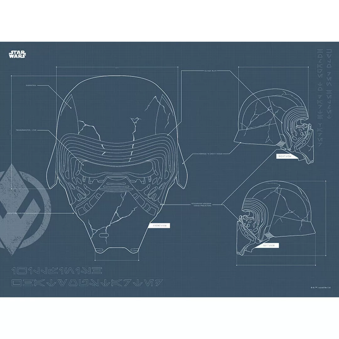 Komar Wandbild Star Wars EP9 Blueprint Kylo Helmet Star Wars B/L: ca. 40x30 günstig online kaufen